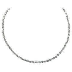 Vivid Diamonds GIA Certified 22.76 Carat Oval Diamond Tennis Necklace