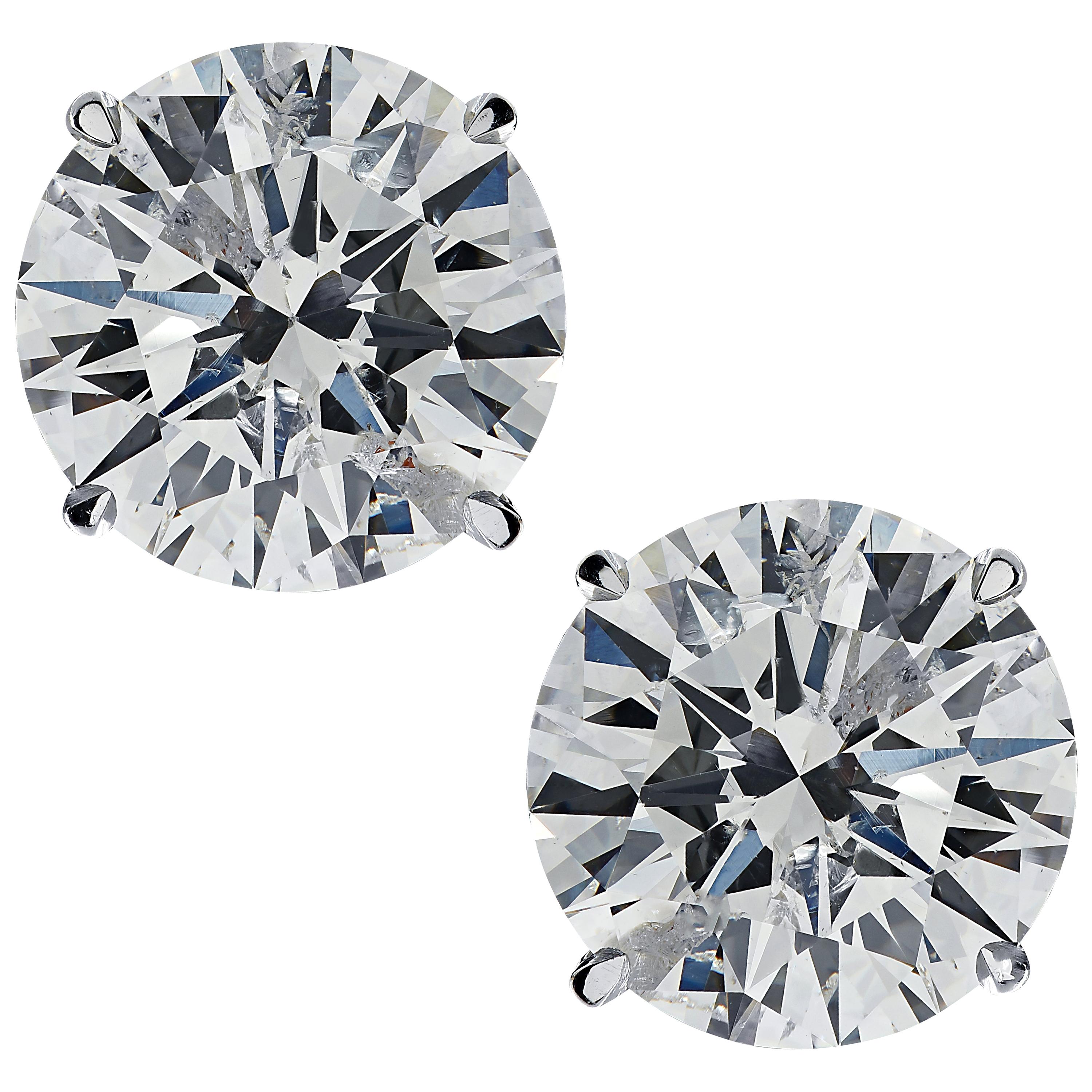 Vivid Diamonds GIA Certified 2.29 Carat Diamond Solitaire Stud Earrings