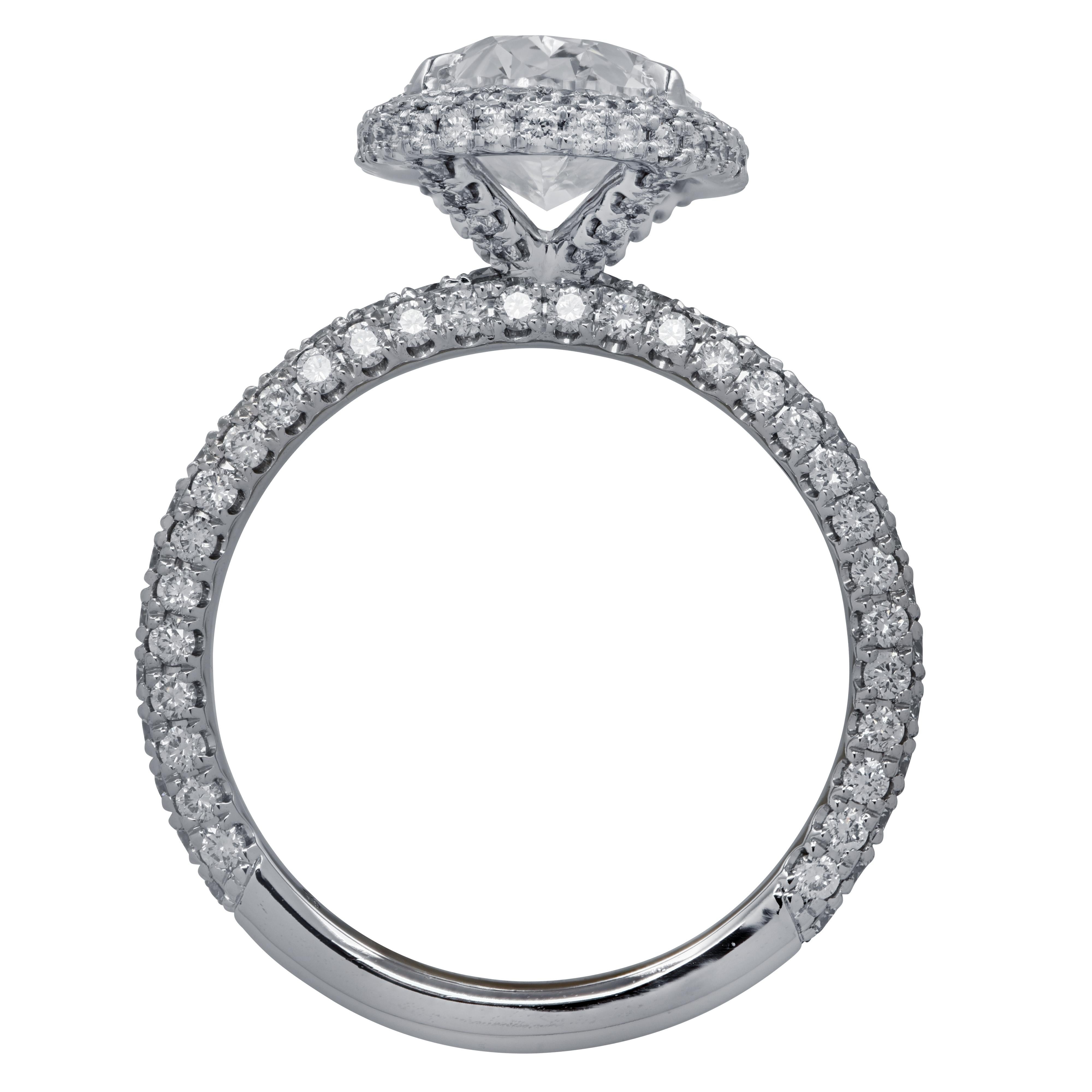 Modern Vivid Diamonds GIA Certified 2.50 Carat Diamond Halo Engagement Ring