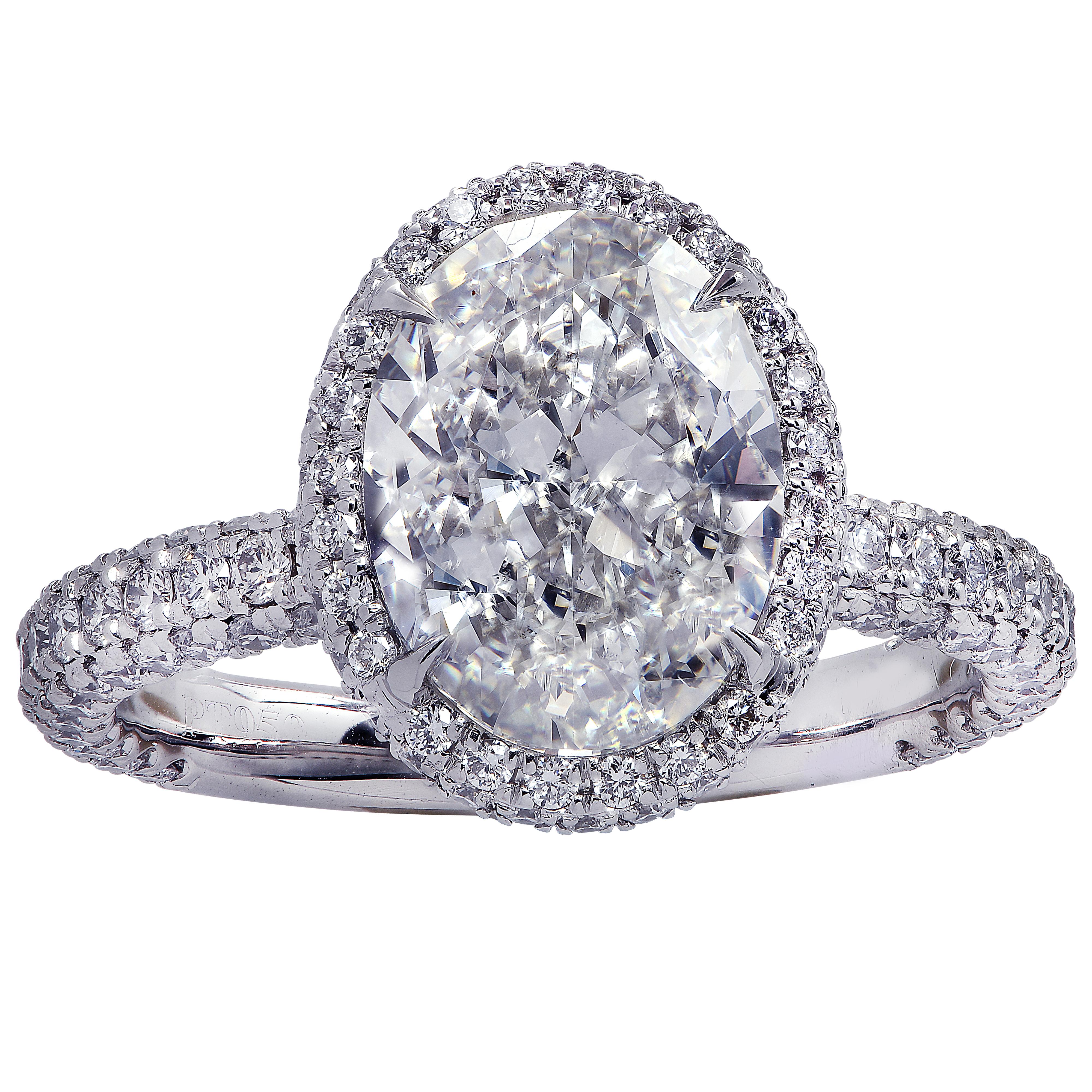Vivid Diamonds GIA Certified 2.50 Carat Diamond Halo Engagement Ring In New Condition In Miami, FL