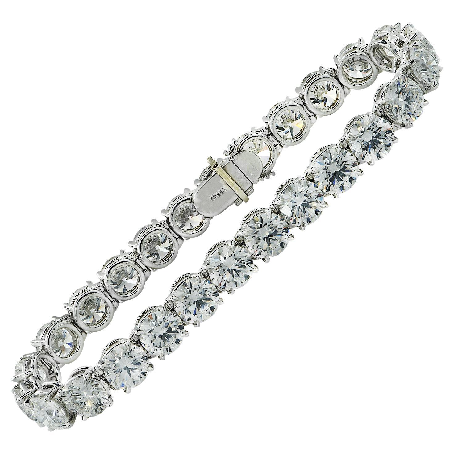 Vivid Diamonds GIA Certified 26.78 Carat Diamond Tennis Bracelet For Sale