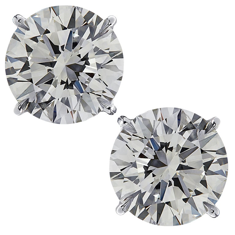 Vivid Diamonds GIA Certified 3 Carat Diamond Solitaire Stud Earrings For Sale 1