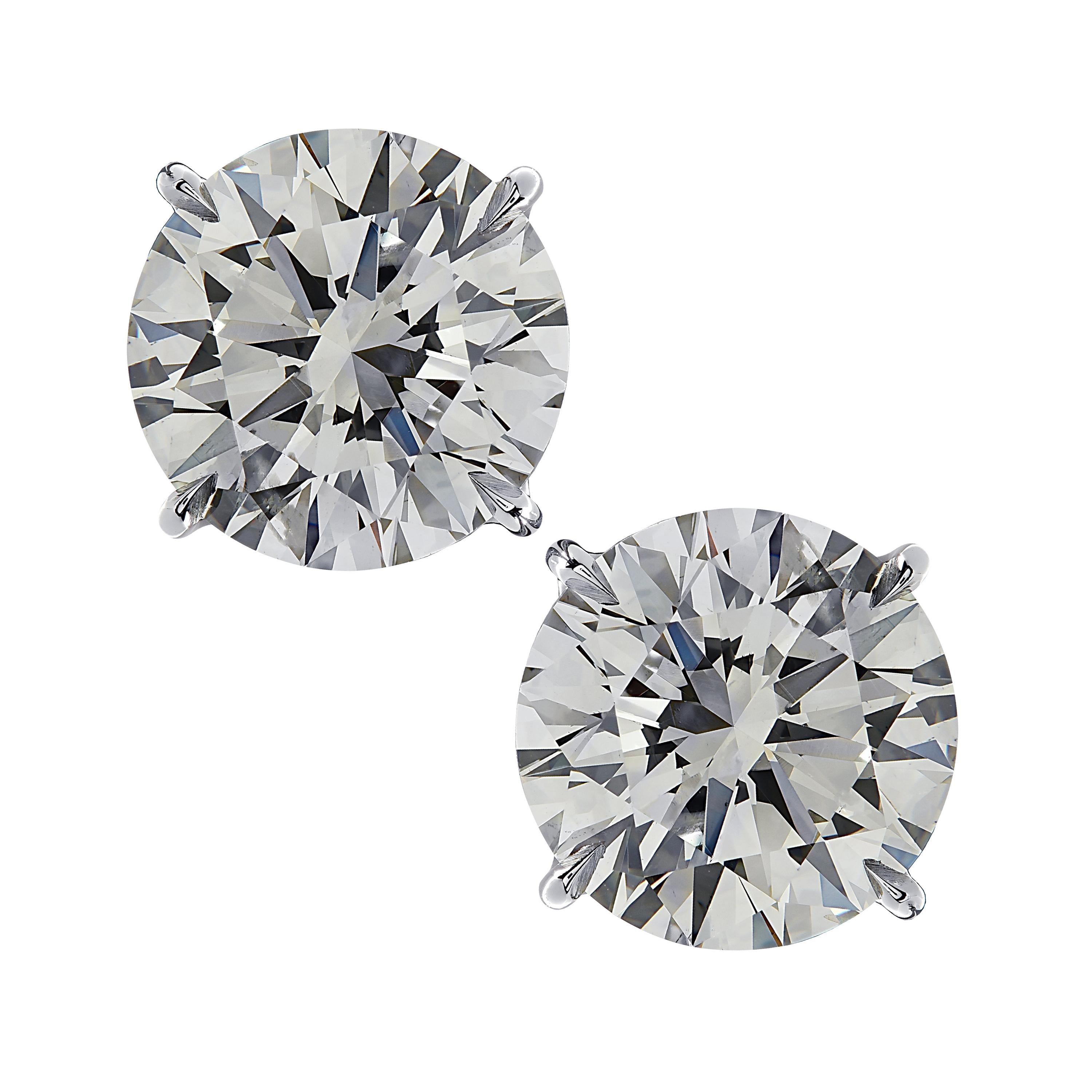 Vivid Diamonds GIA Certified 3 Carat Diamond Solitaire Stud Earrings