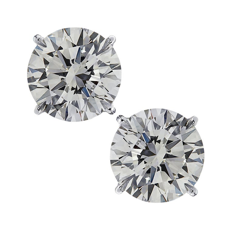 Vivid Diamonds GIA Certified 3 Carat Diamond Solitaire Stud Earrings For Sale