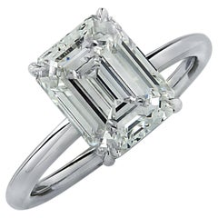 Vivid Diamonds GIA Certified 3.03 Carat Emerald Cut Diamond Engagement Ring