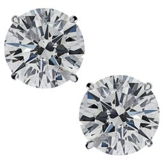 Vivid Diamonds GIA Certified 3.07 Carat Diamond Solitaire Stud Earrings