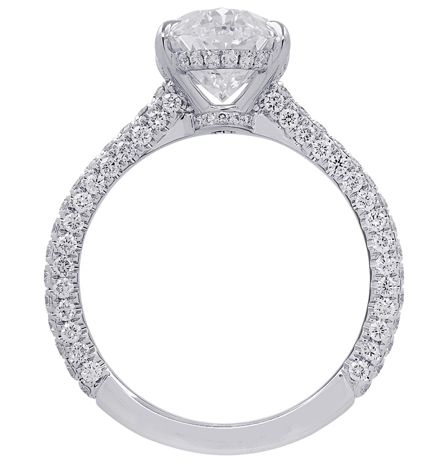 Oval Cut Vivid Diamonds GIA Certified 3.28 Carat Diamond Engagement Ring