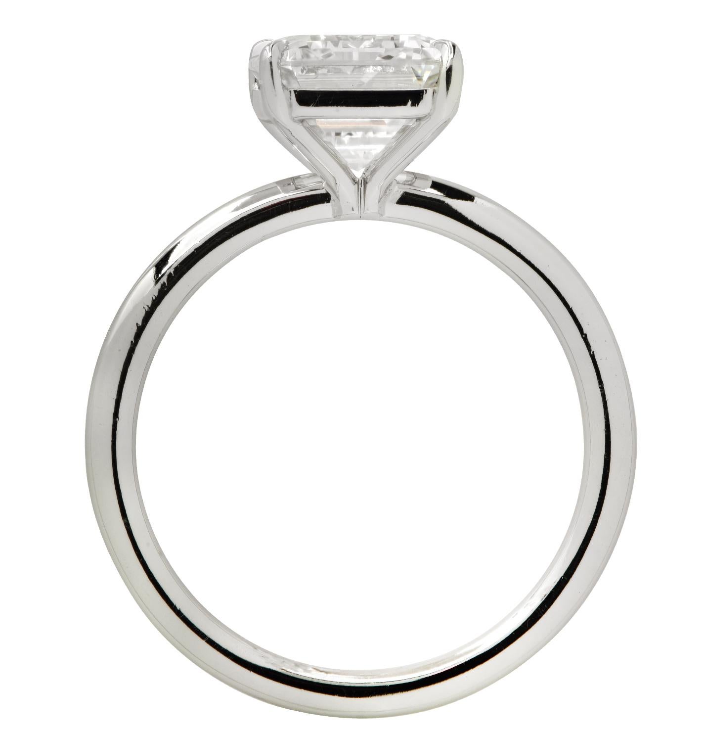 Modern Vivid Diamonds GIA Certified 3.30 Carat Emerald Cut Diamond Engagement Ring