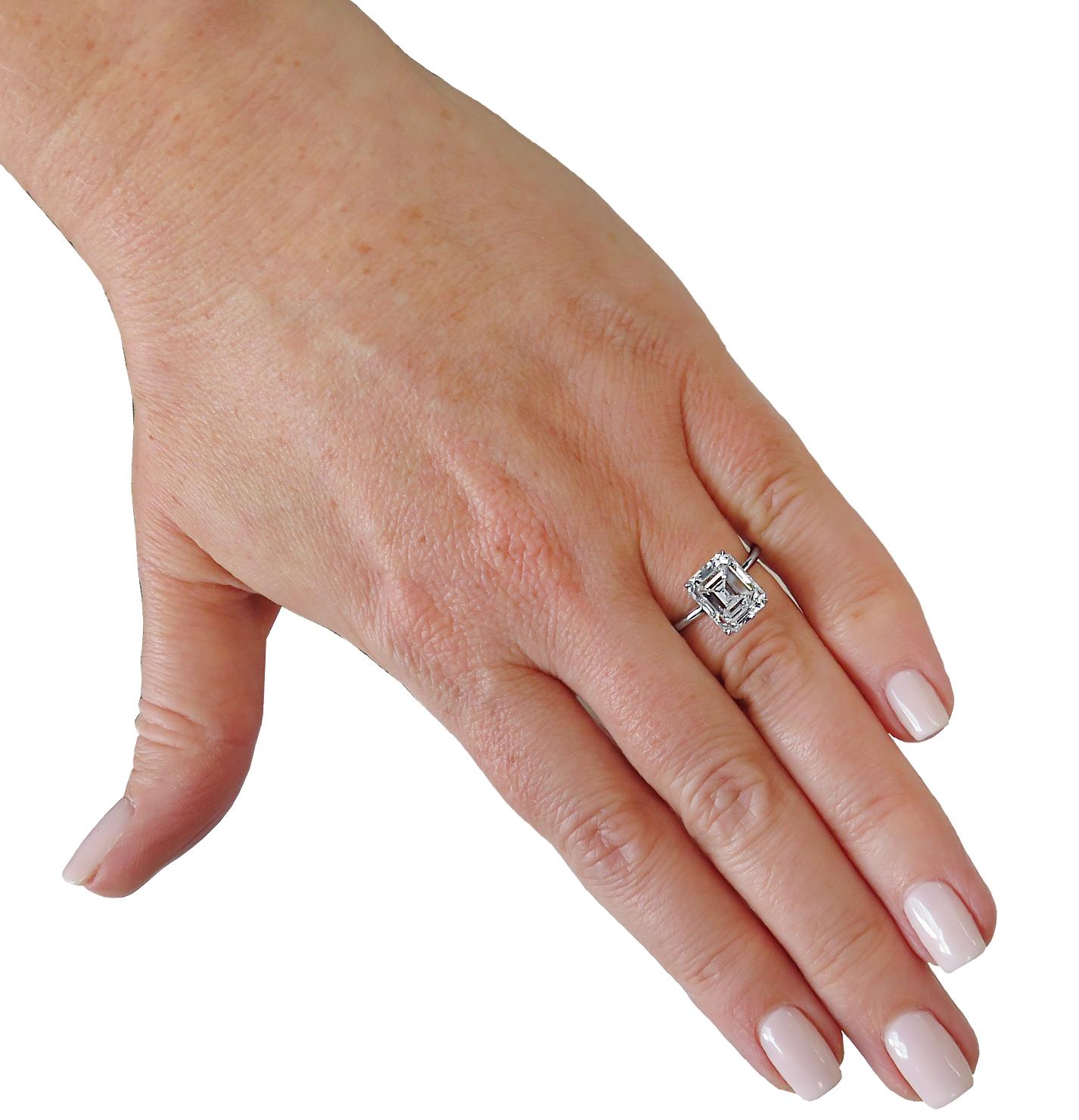 Vivid Diamonds GIA Certified 3.30 Carat Emerald Cut Diamond Engagement Ring In New Condition In Miami, FL