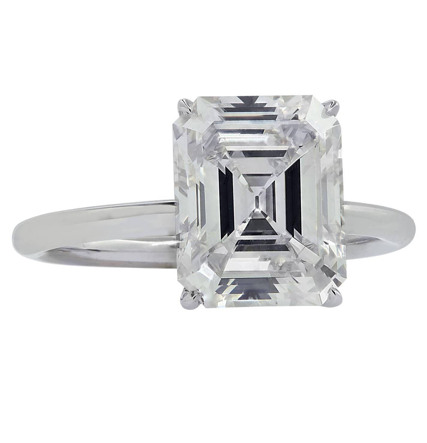 Vivid Diamonds GIA Certified 3.30 Carat Emerald Cut Diamond Engagement Ring 1