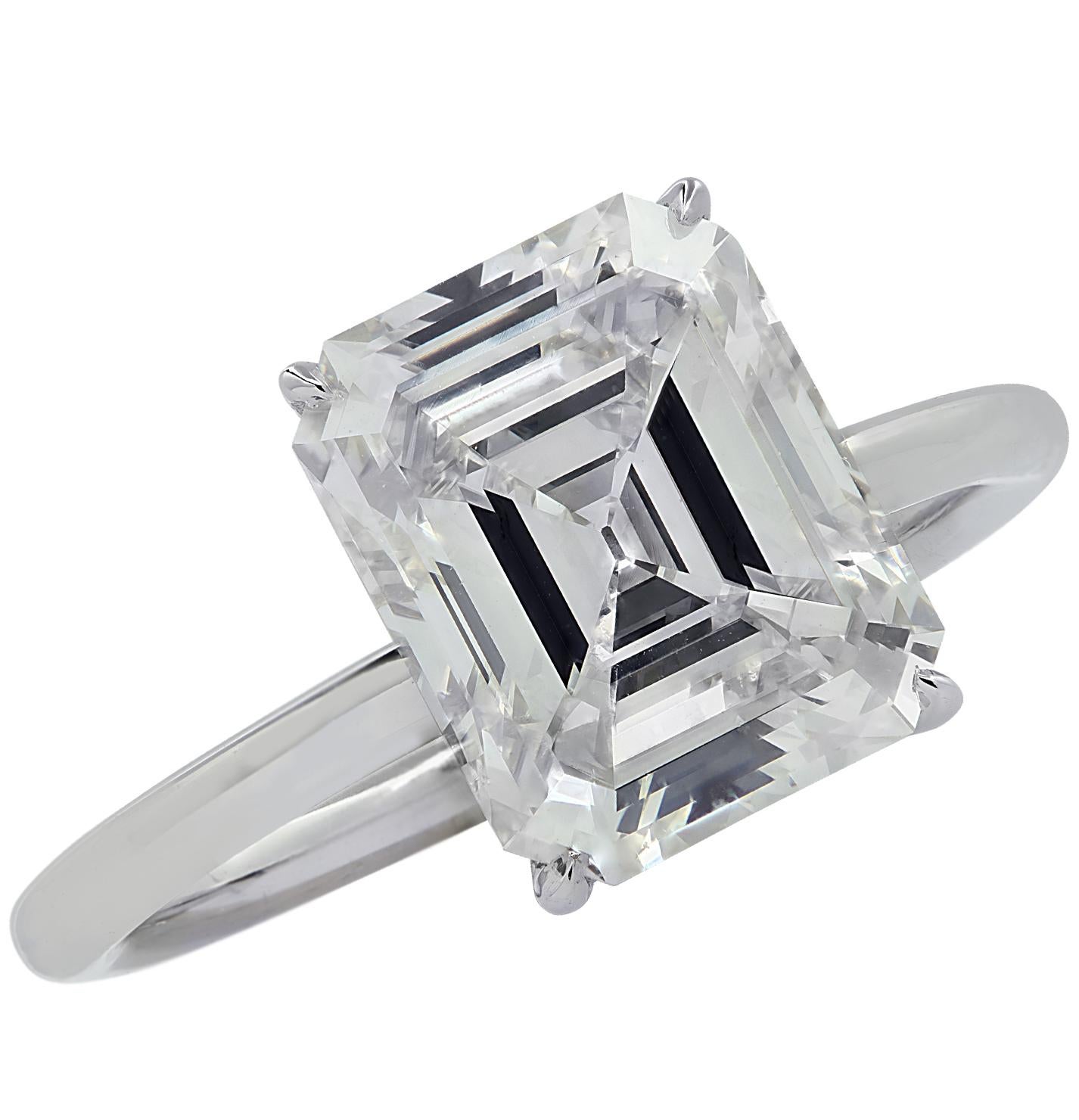 Vivid Diamonds GIA Certified 3.30 Carat Emerald Cut Diamond Engagement Ring 2