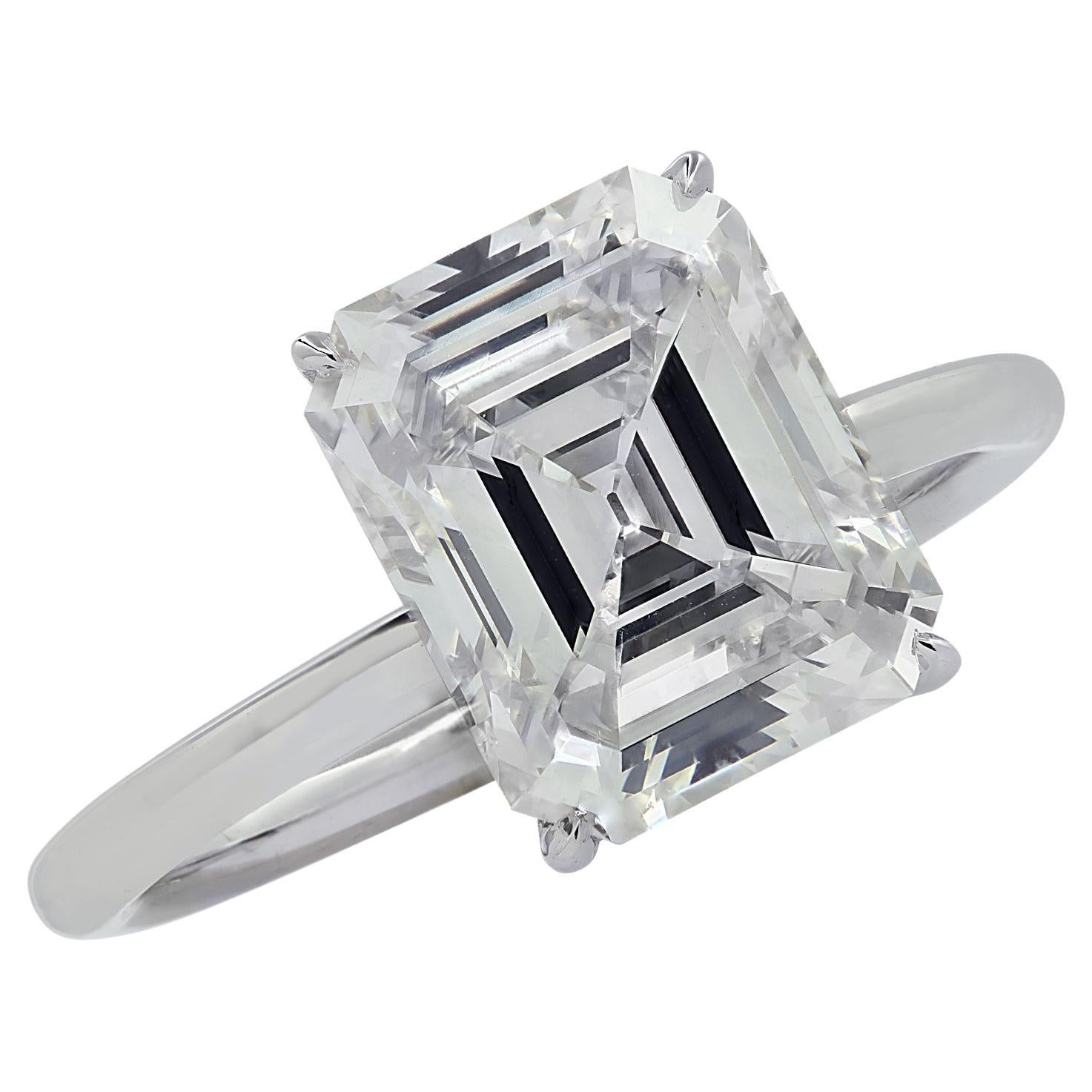 Vivid Diamonds GIA Certified 3.30 Carat Emerald Cut Diamond Engagement Ring