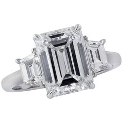 Vivid Diamonds GIA Certified 3.37 Carat Emerald Cut Engagement Ring