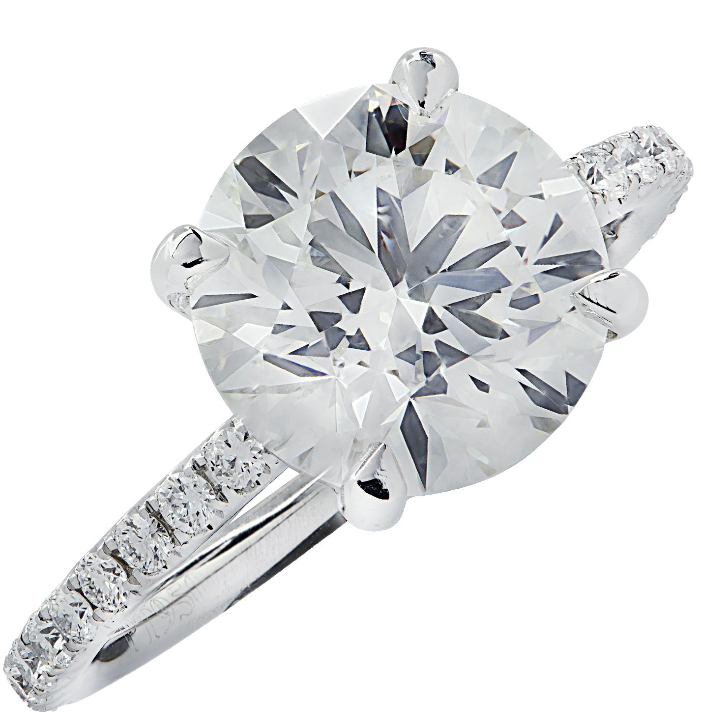 Brilliant Cut Vivid Diamonds GIA Certified 3.56 Carat Diamond Engagement Ring For Sale