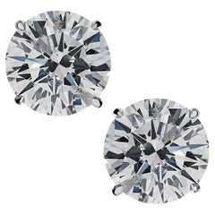Used Vivid Diamonds GIA Certified 3.57 Carat Diamond Solitaire Stud Earrings