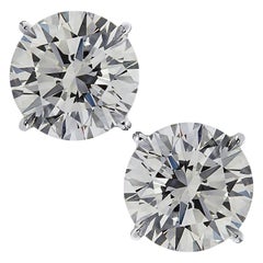 Vivid Diamonds GIA Certified 4 Carat Diamond Solitaire Stud Earrings