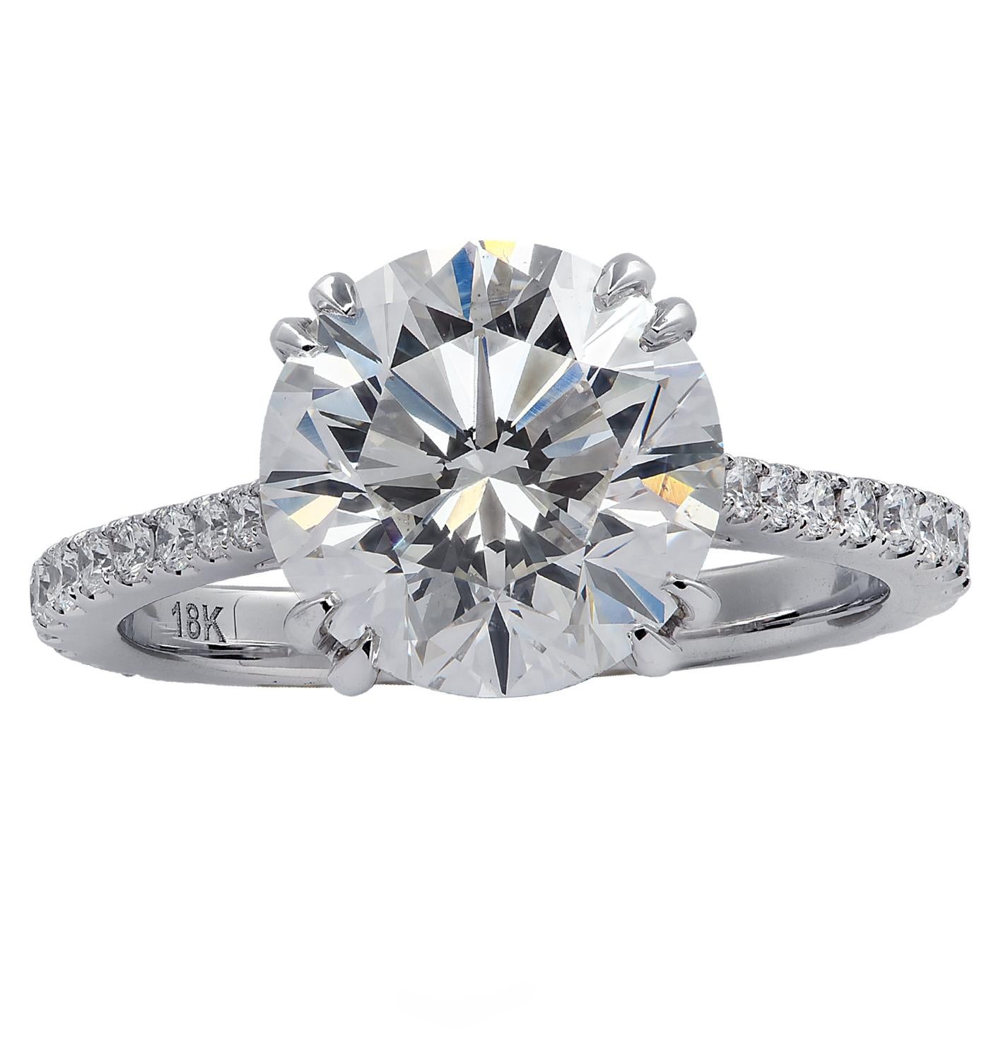 Round Cut Vivid Diamonds GIA Certified 4.02 Carat Diamond Engagement Ring