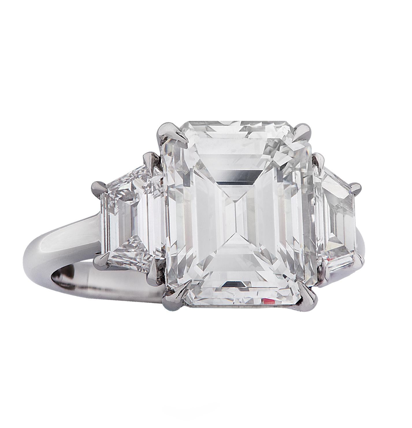 Modern Vivid Diamonds GIA Certified 4.32 Carat Emerald Cut Diamond Engagement Ring