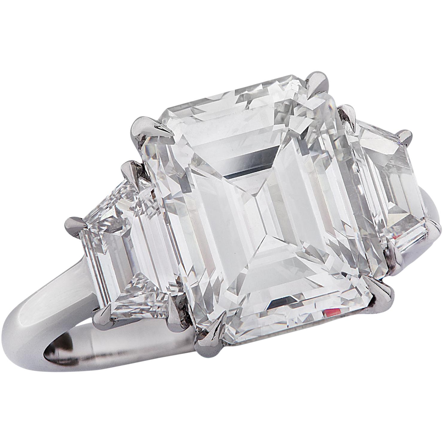 Vivid Diamonds GIA Certified 4.32 Carat Emerald Cut Diamond Engagement Ring