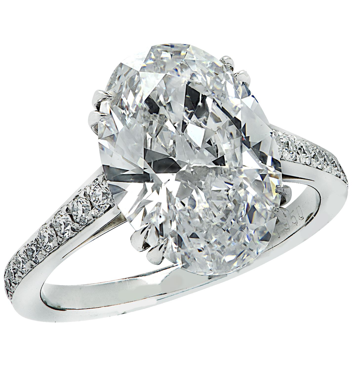 Modern Vivid Diamonds GIA Certified 4.63 Carat Oval Diamond Engagement Ring