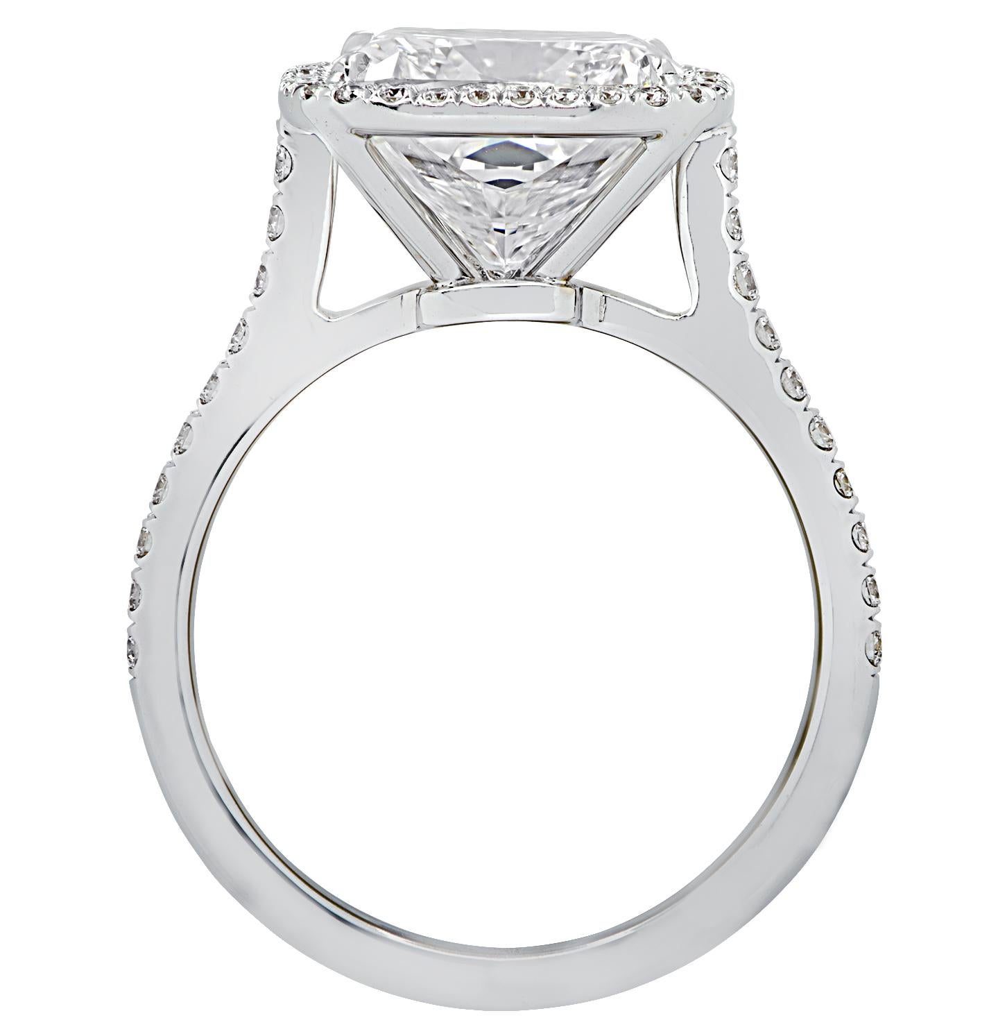 Modern Vivid Diamonds GIA Certified 4.66 Carat Cushion Cut Diamond Engagement Ring