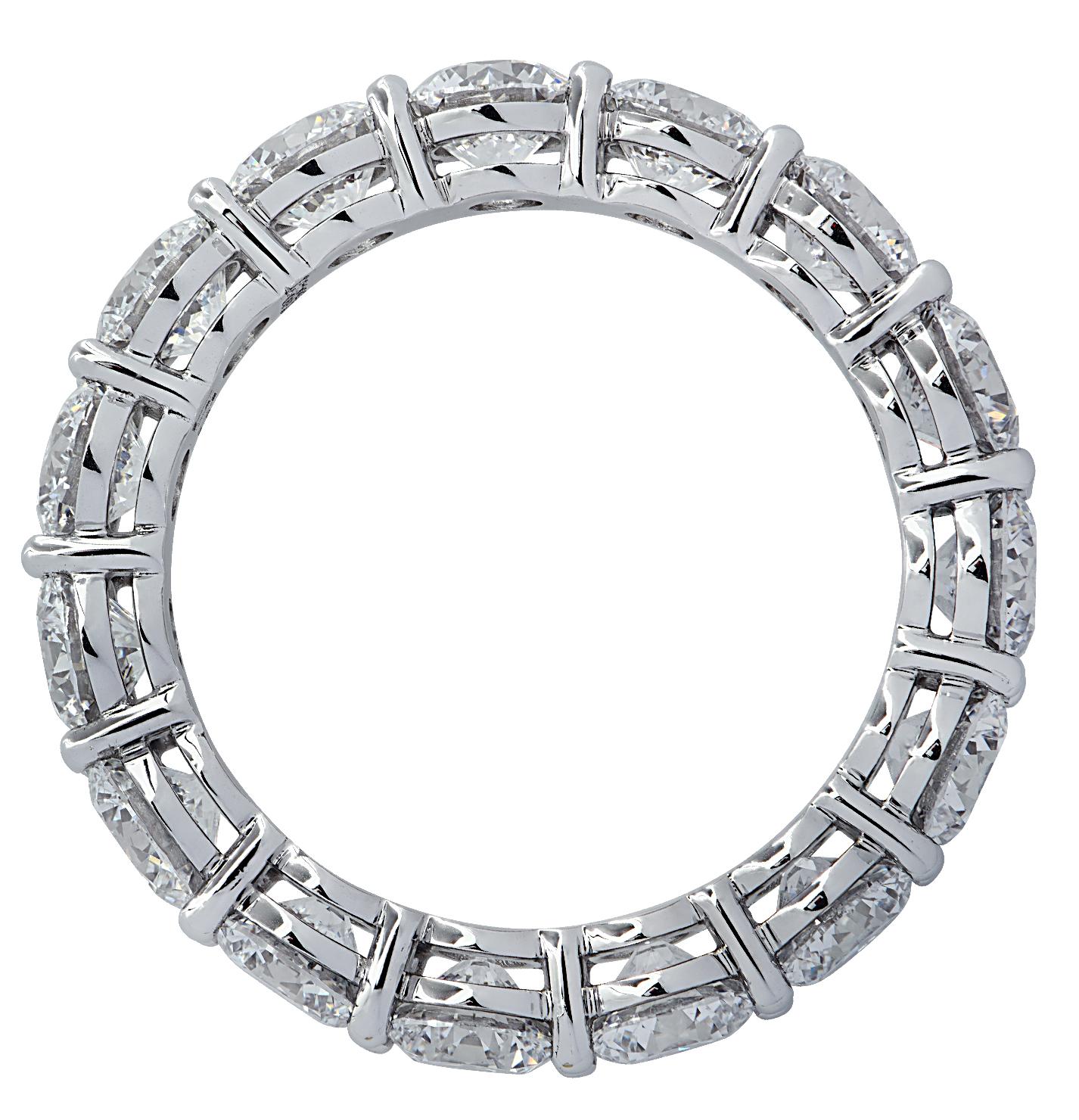 Modern Vivid Diamonds GIA Certified 4.68 Carat Diamond Eternity Band For Sale