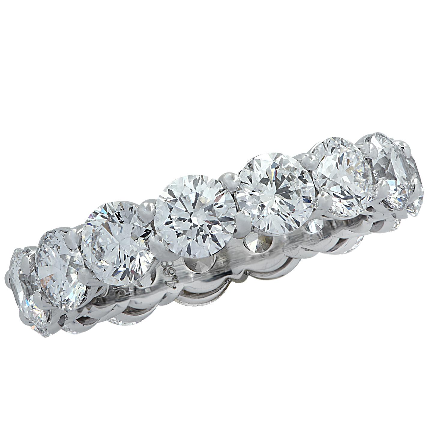 Women's Vivid Diamonds GIA Certified 4.68 Carat Diamond Eternity Band For Sale