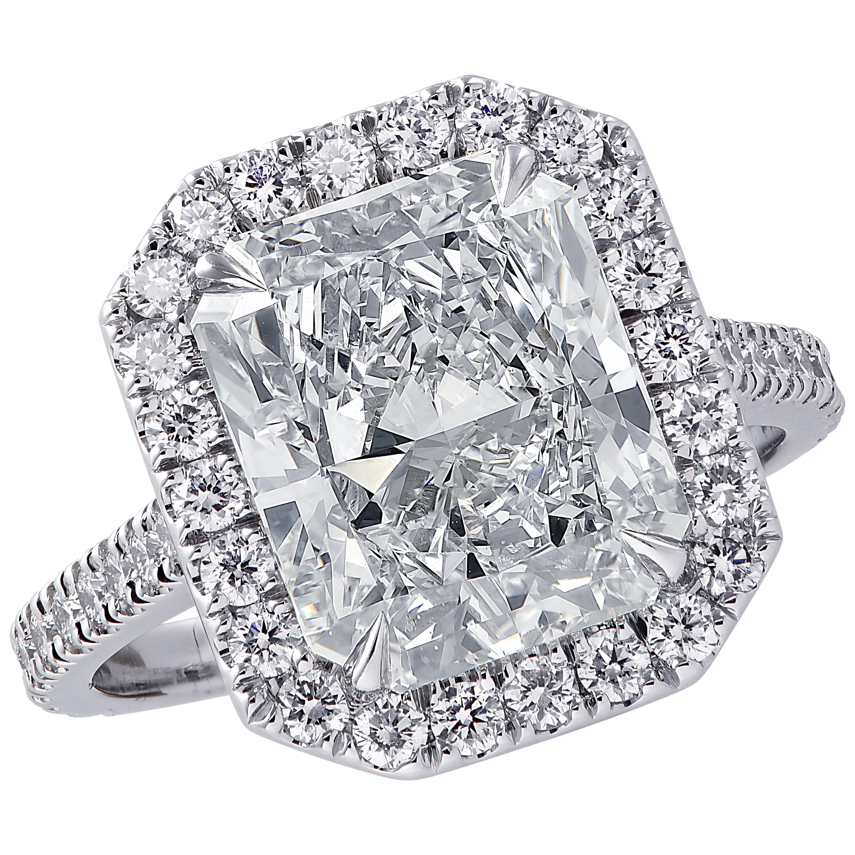 Vivid Diamonds GIA Certified 4.83 Carat Diamond Halo Engagement Ring