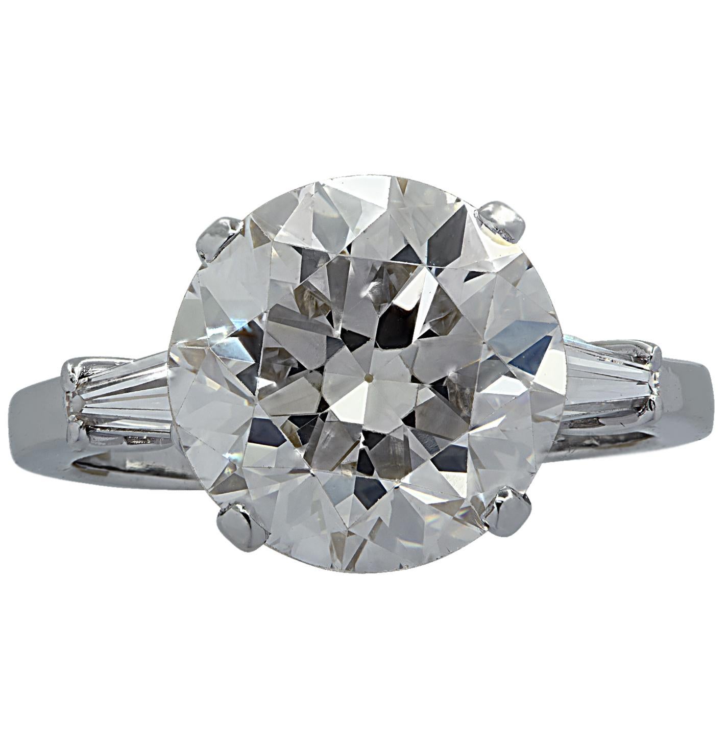Art Deco Vivid Diamonds GIA Certified 4.87 Carat Diamond Engagement Ring