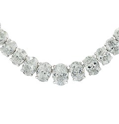 Vivid Diamonds GIA Certified 49.55 Carat Oval Cut Diamond Riviera Necklace