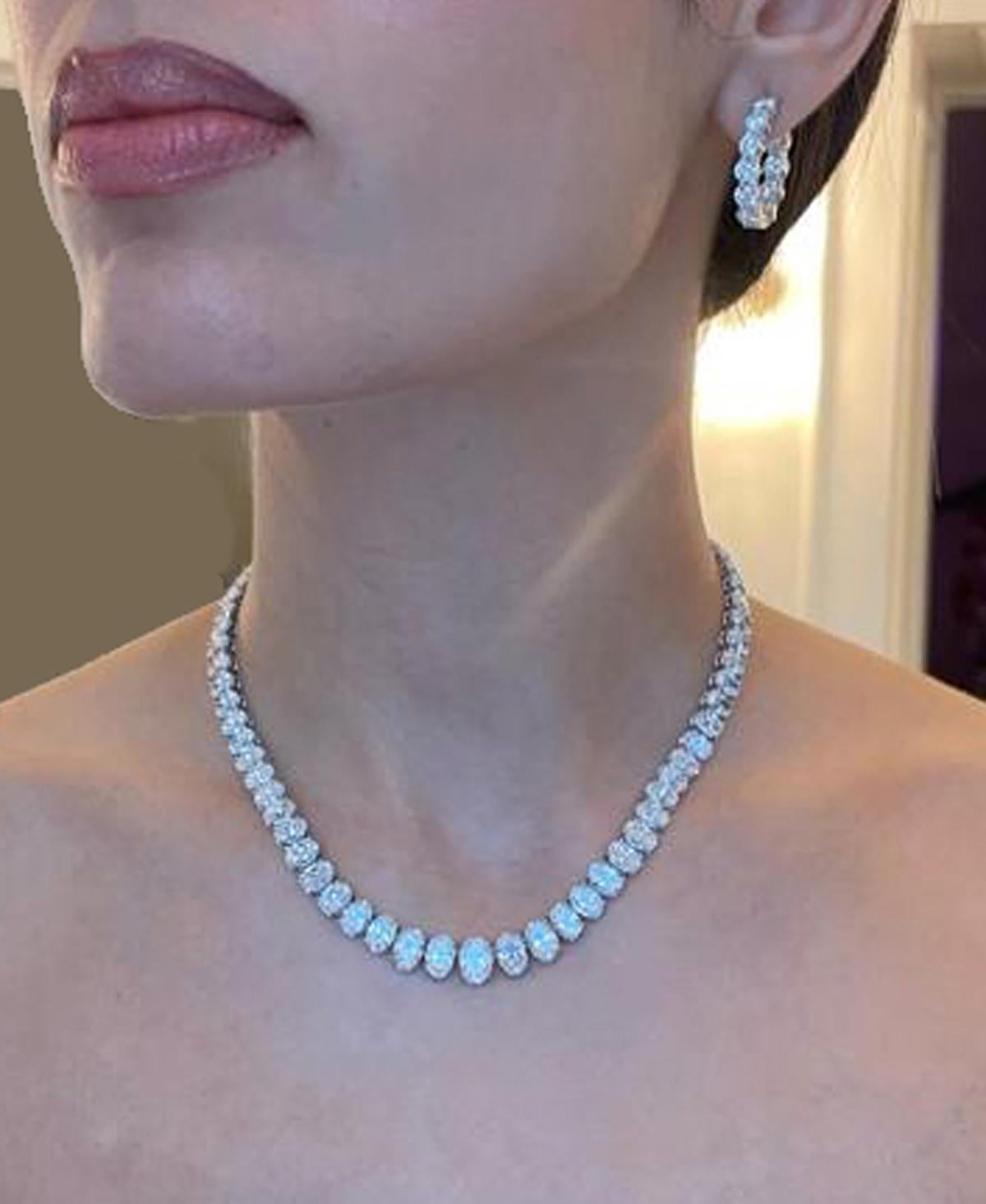 oval diamond torque necklace