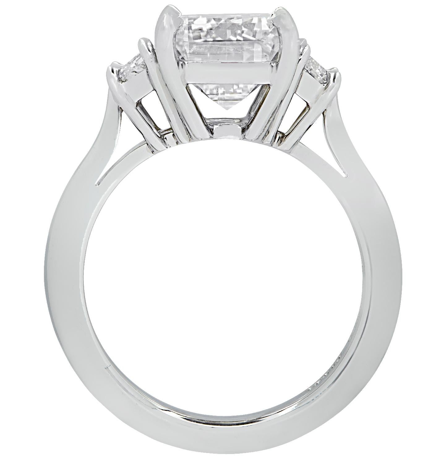 Modern Vivid Diamonds GIA Certified 5 Carat Emerald Cut Engagement Ring