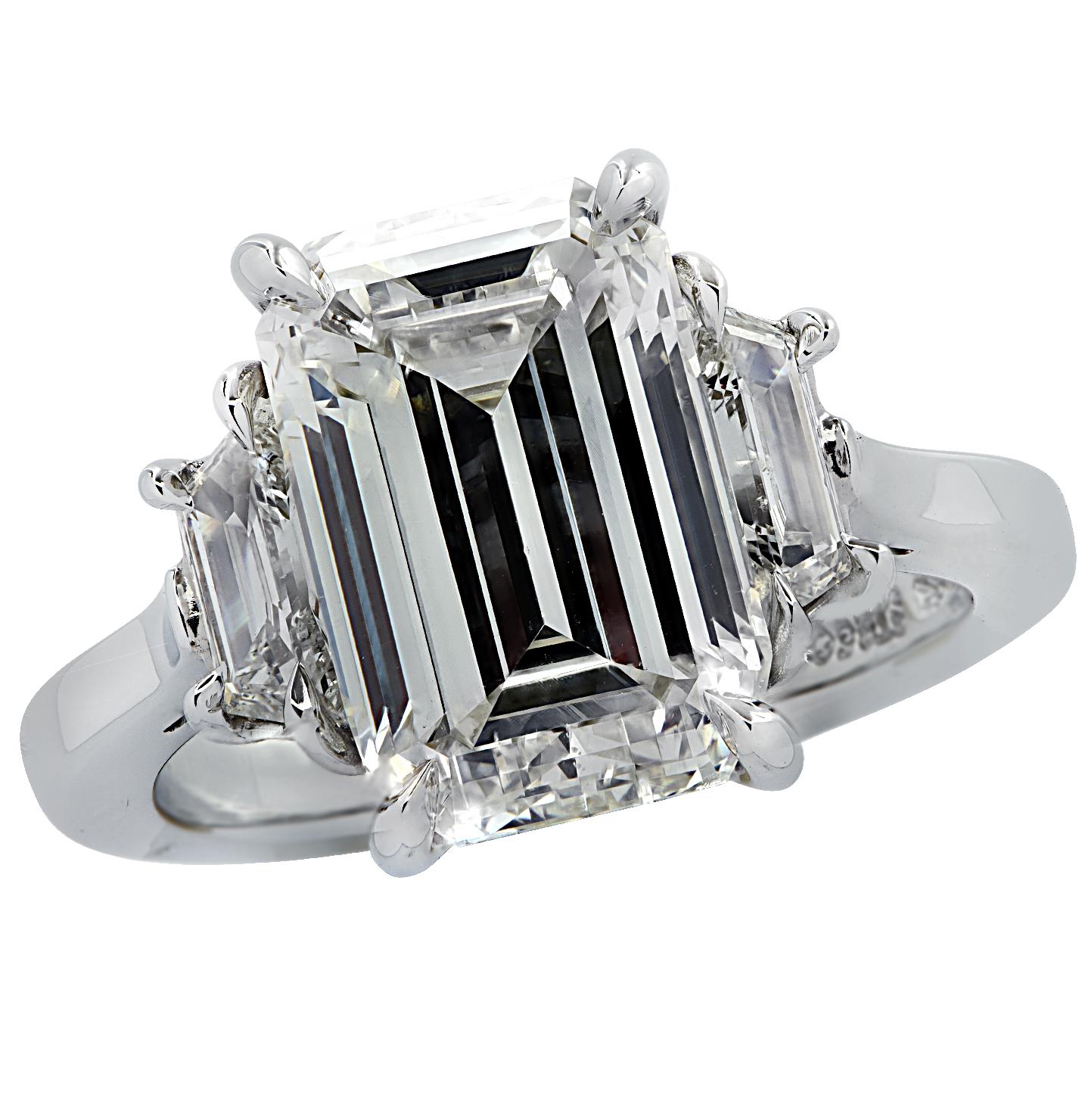 Women's Vivid Diamonds GIA Certified 5 Carat Emerald Cut Engagement Ring