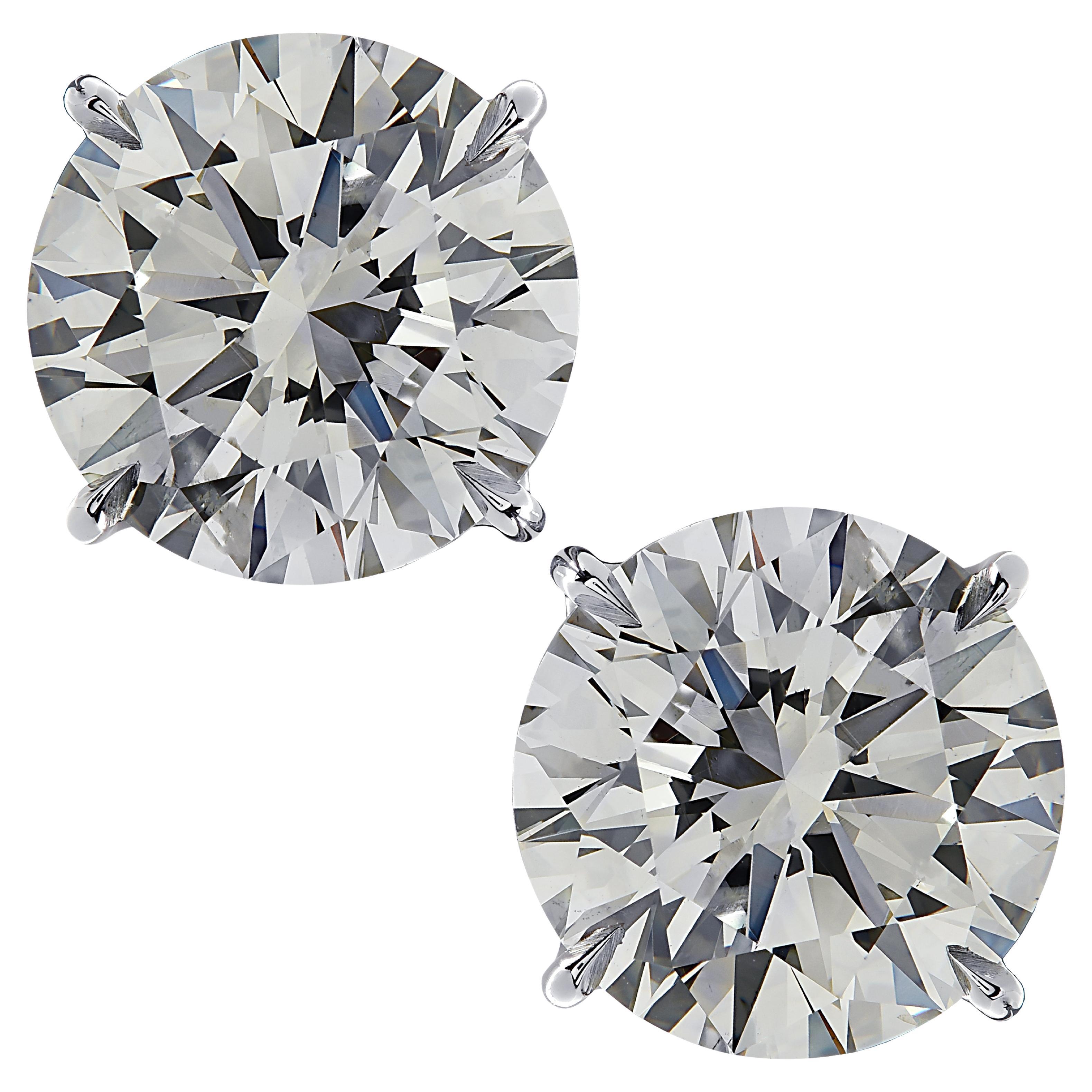 Vivid Diamonds GIA Certified 5.01 Carat Diamond Solitaire Stud Earrings