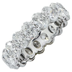 Vivid Diamonds, bague d'éternité en diamants taille ovale de 5,10 carats certifiés GIA