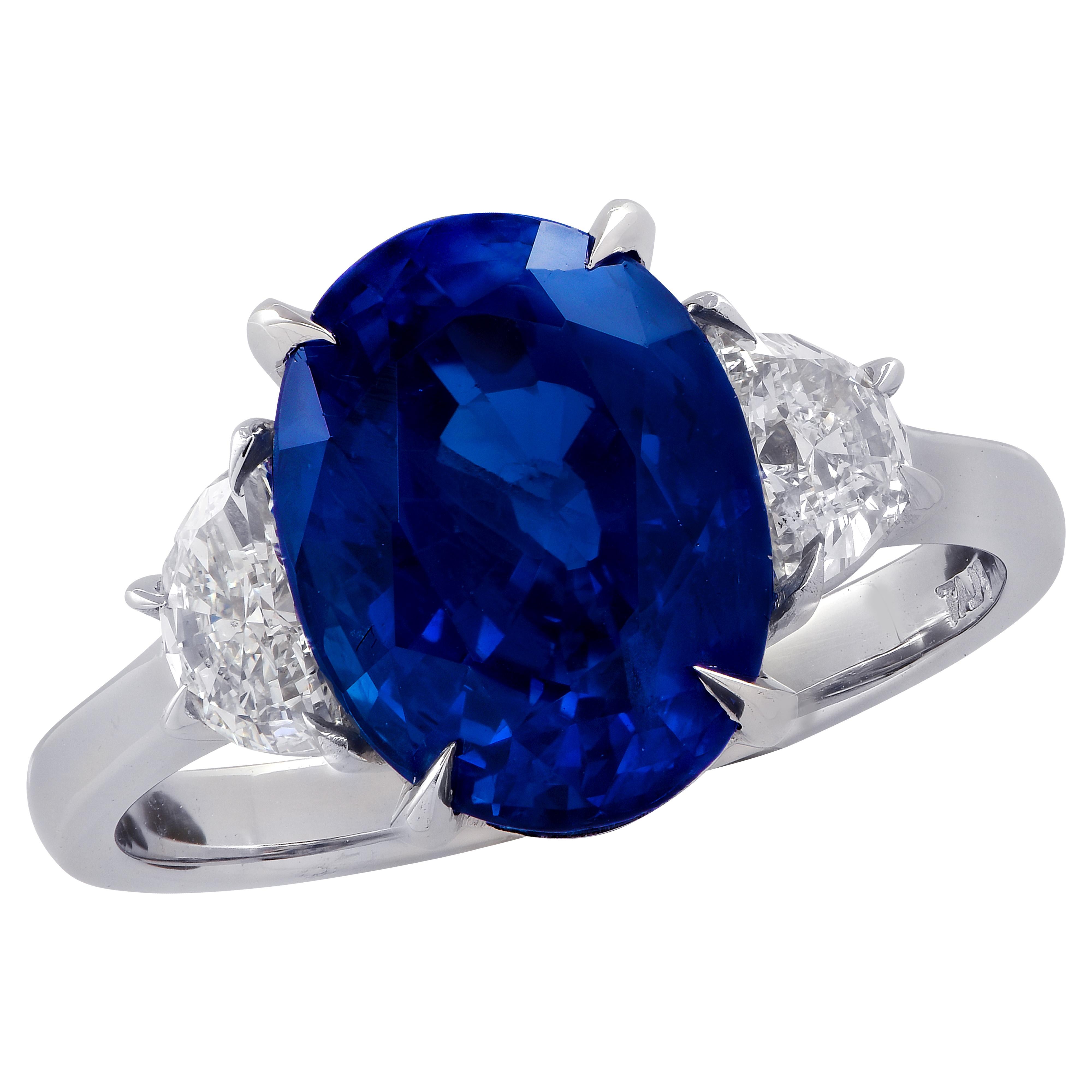 Modern Vivid Diamonds GIA Certified 5.13 Carat Sapphire Engagement Ring