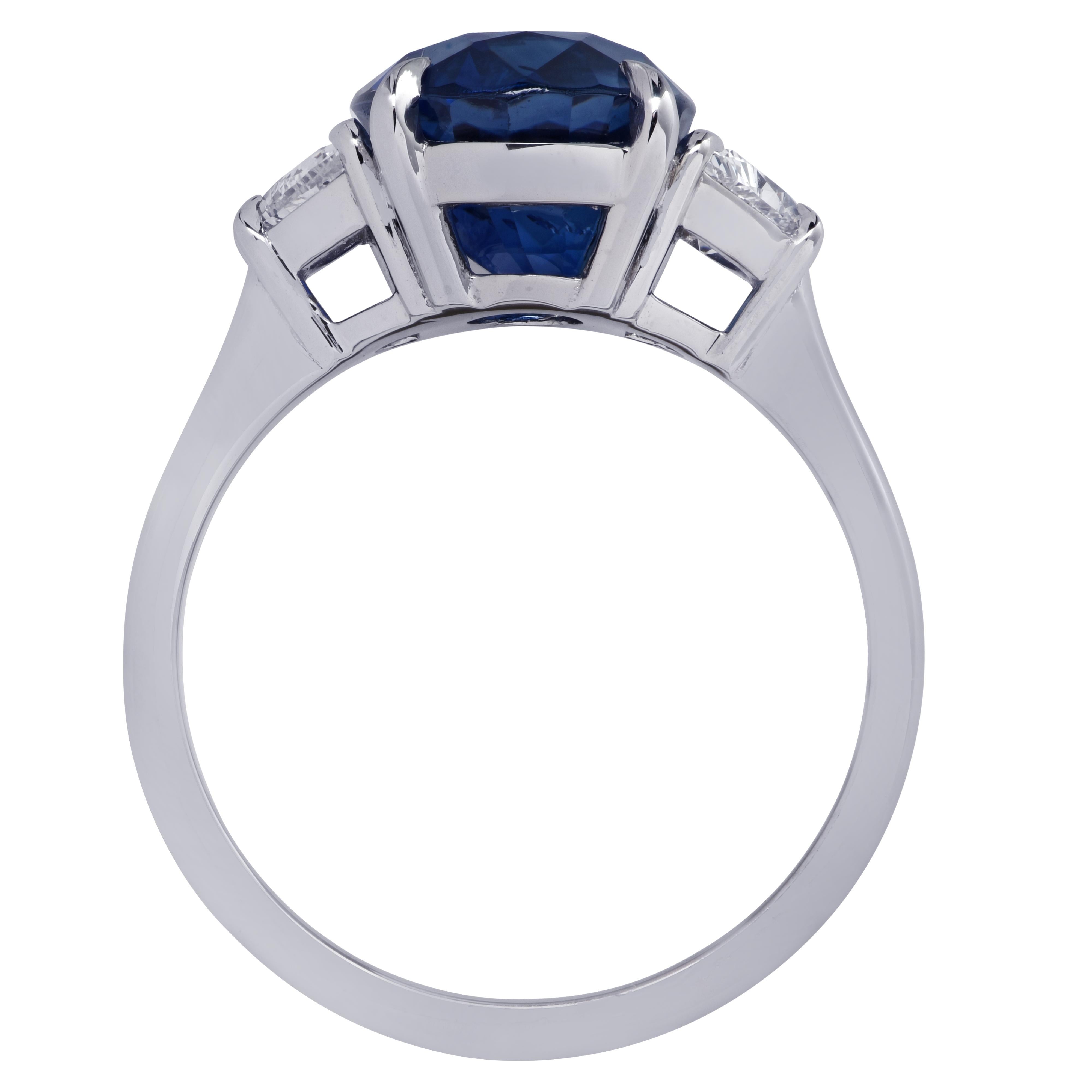 Oval Cut Vivid Diamonds GIA Certified 5.13 Carat Sapphire Engagement Ring