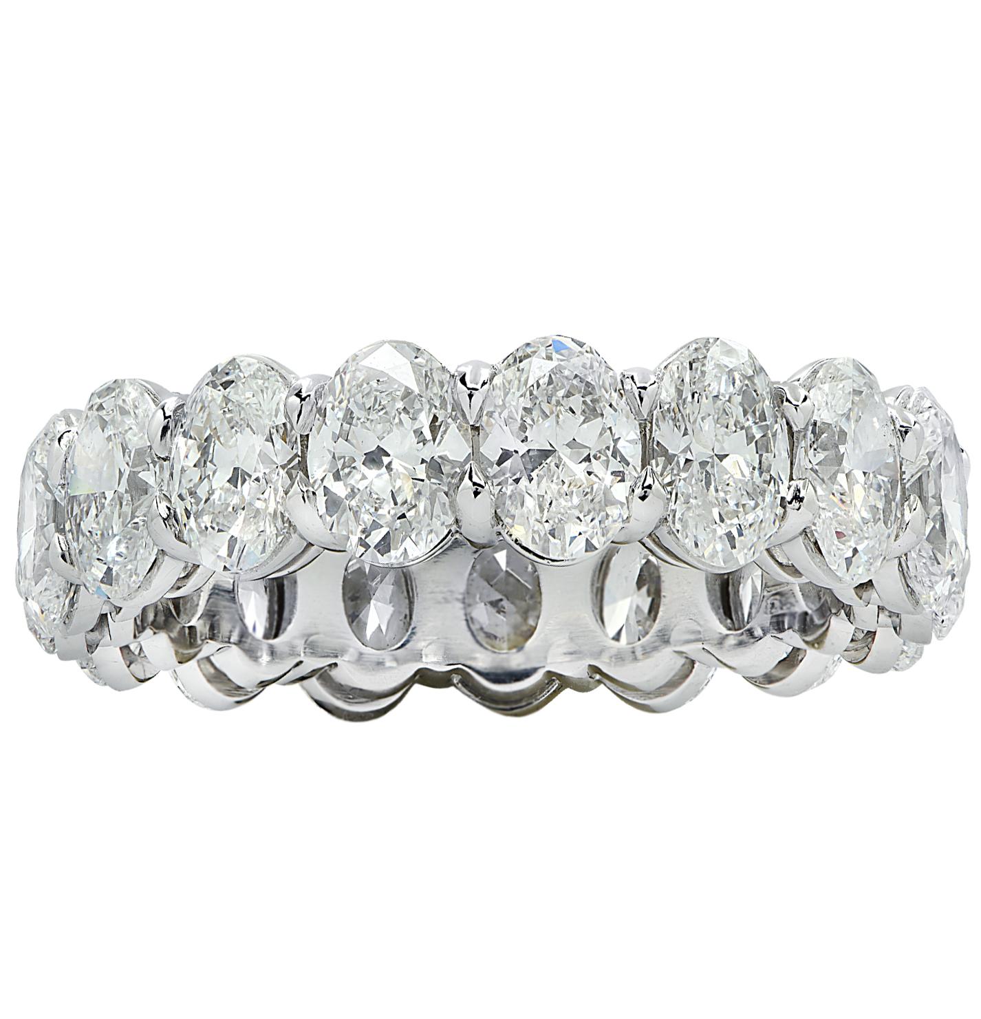 Modern Vivid Diamonds GIA Certified 5.35 Carat Oval Eternity Band For Sale