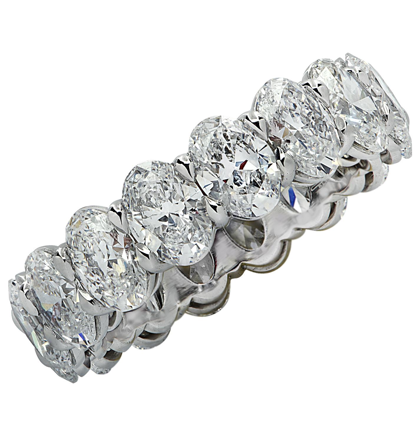 Oval Cut Vivid Diamonds GIA Certified 5.39 Carat Oval Eternity Band For Sale