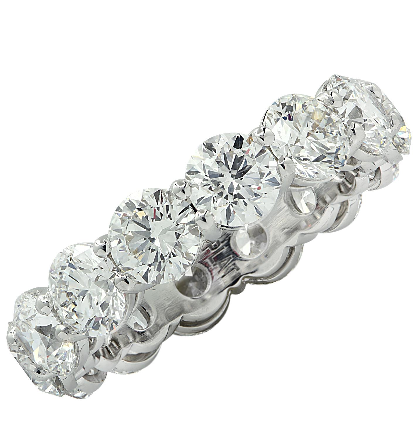 Vivid Diamonds GIA Certified 5.60 Carat Diamond Eternity Band In New Condition For Sale In Miami, FL