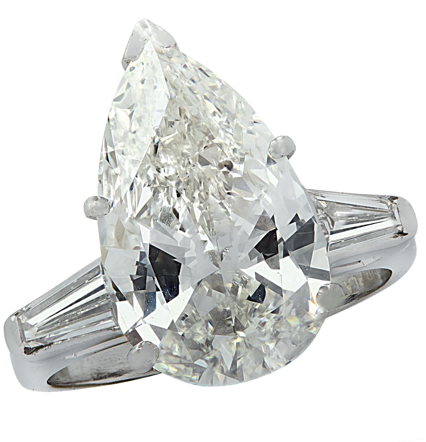 Modern Vivid Diamonds GIA Certified 5.93 Carat Pear Shape Diamond Engagement Ring