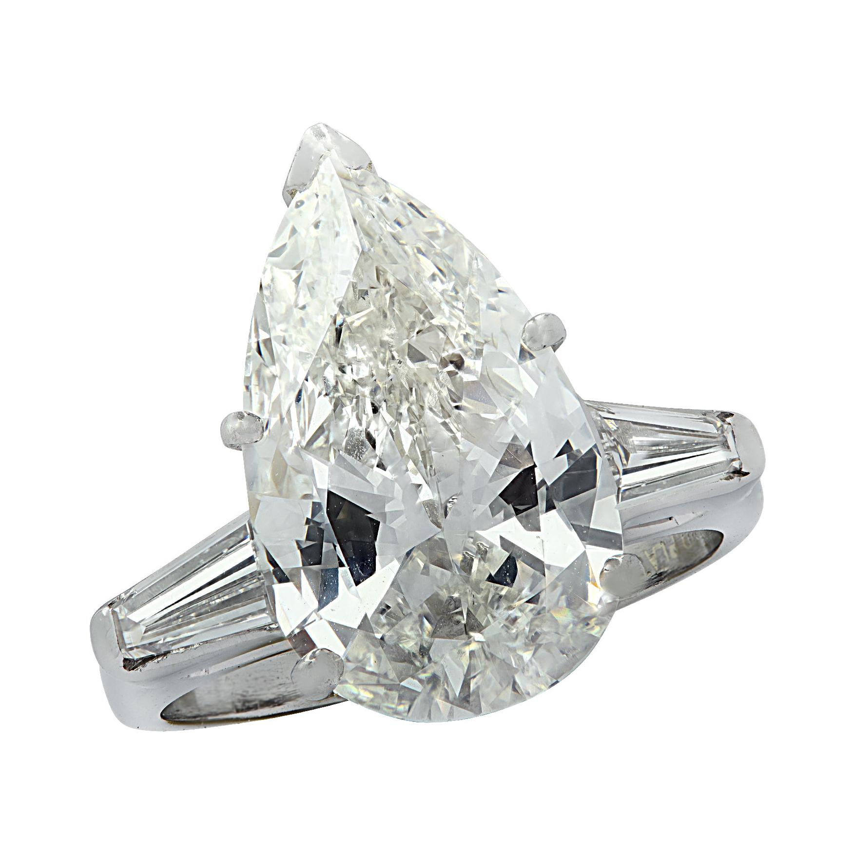 Vivid Diamonds GIA Certified 5.93 Carat Pear Shape Diamond Engagement Ring