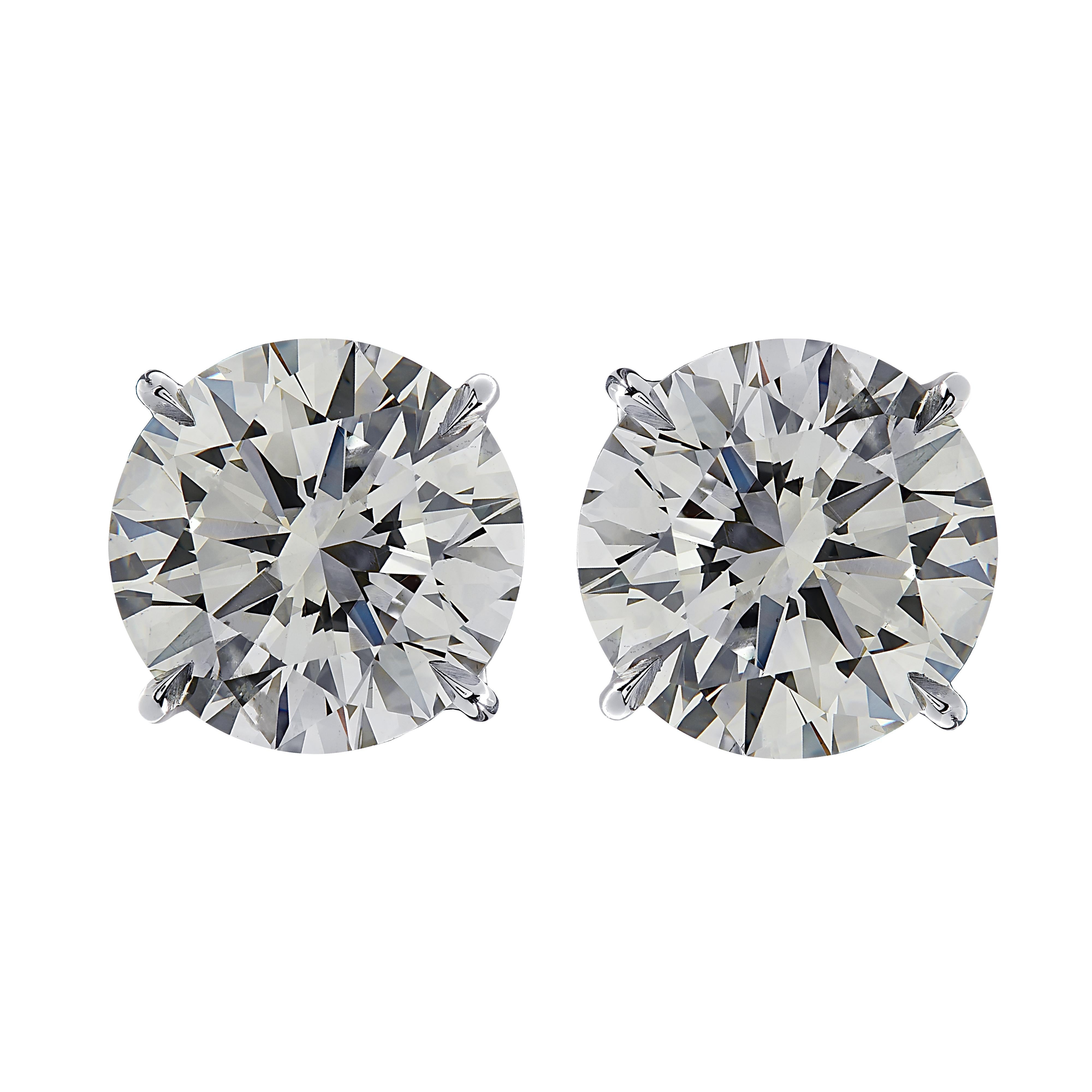 Modern Vivid Diamonds GIA Certified 6.01 Carat Diamond Solitaire Stud Earrings For Sale
