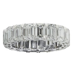 Vivid Diamonds GIA Certified 6.48 Carat Emerald Cut Diamond Eternity Band