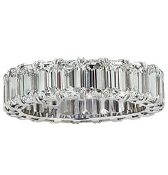 Vivid Diamonds GIA Certified 6.62 Carat Emerald Cut Diamond Eternity Band