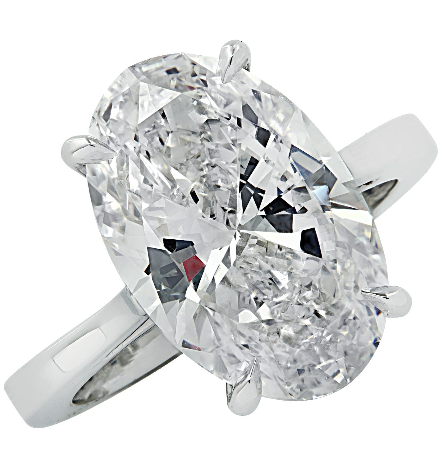 Modern Vivid Diamonds GIA Certified 6.62 Carat Oval Diamond Engagement Ring
