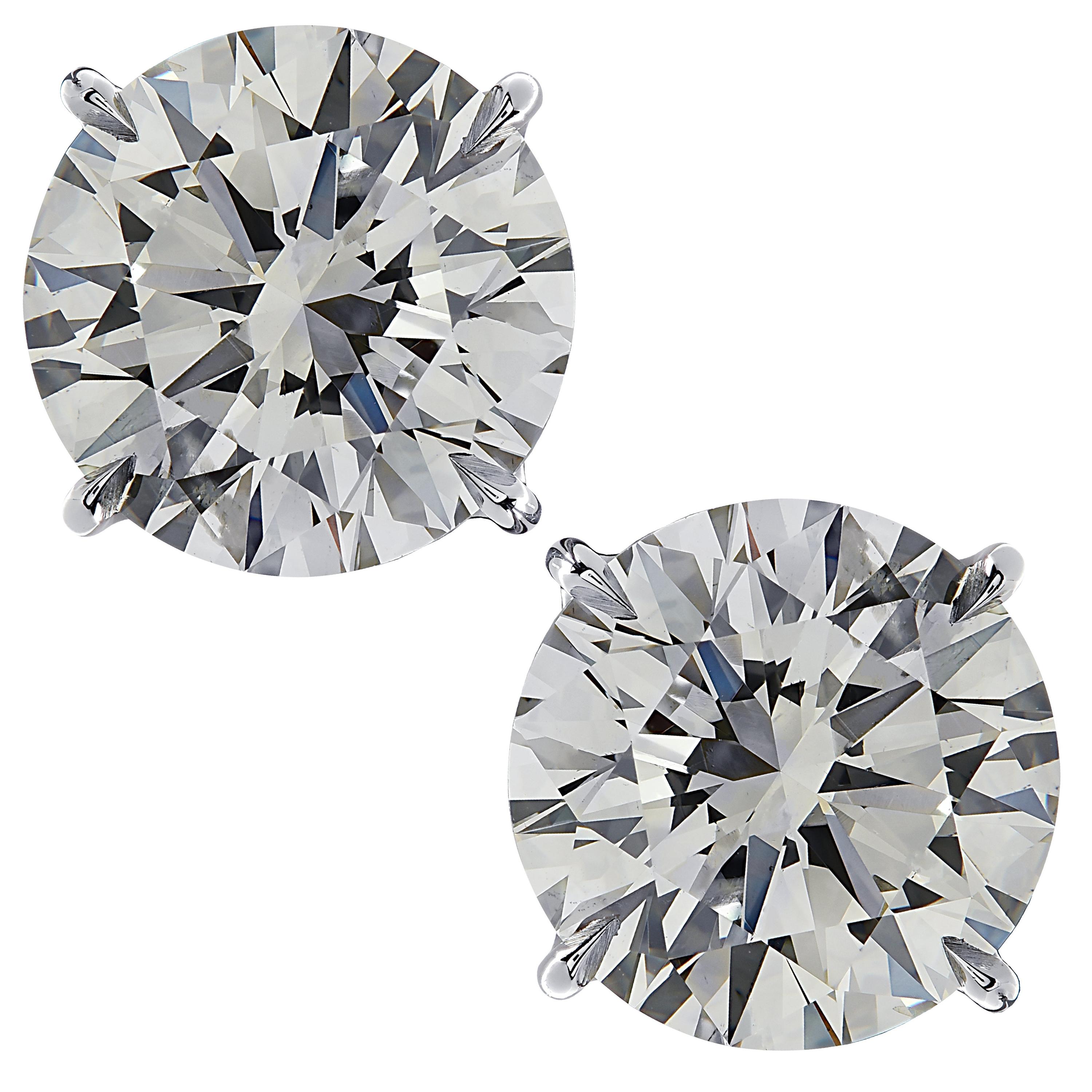 Vivid Diamonds GIA Certified 7.01 Carat Diamond Solitaire Stud Earrings