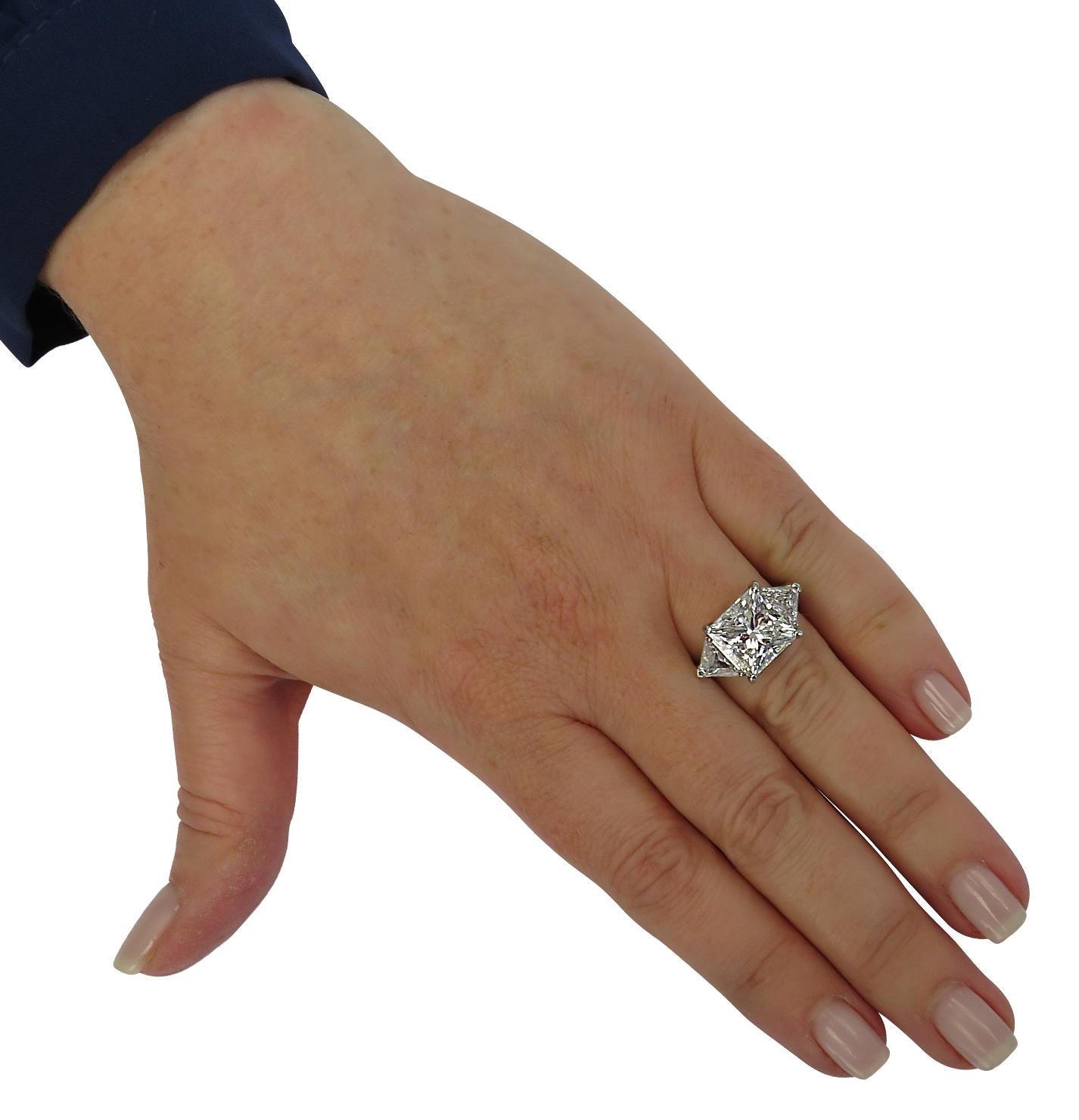 Women's Vivid Diamonds GIA Certified 7.03 Carat Princess Cut Diamond Engagement Ring