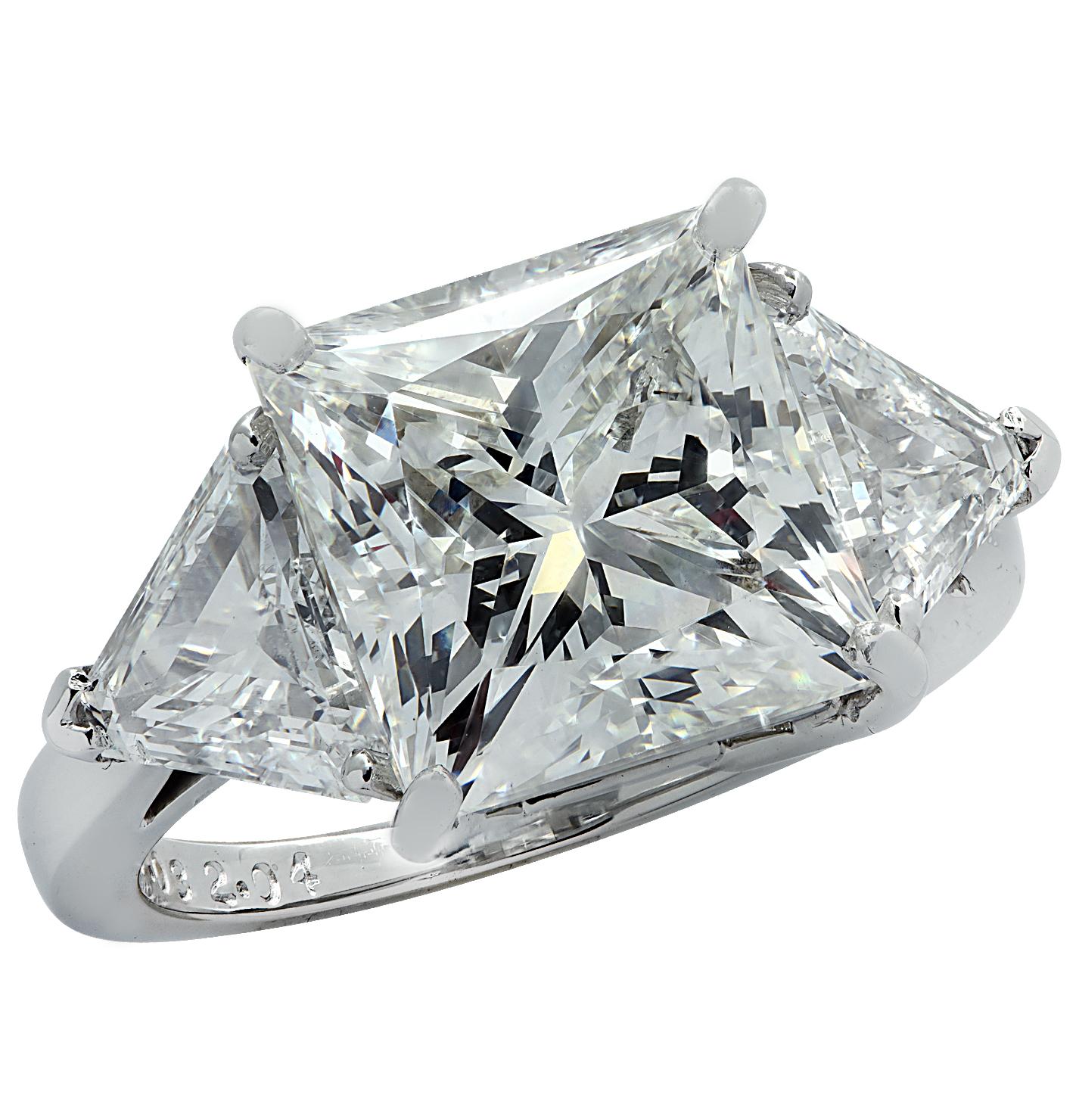 Vivid Diamonds GIA Certified 7.03 Carat Princess Cut Diamond Engagement Ring 1