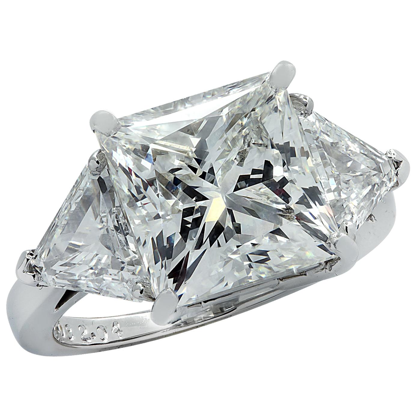 Vivid Diamonds GIA Certified 7.03 Carat Princess Cut Diamond Engagement Ring